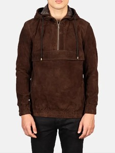 <b>Men</b>’s Mocha Brown Suede <b>Hooded</b> <b>Jacket</b> – Casual Slim Fit Winter Outerwear <b>Jacket</b> Wholesale Manufacturer - Product Image 1