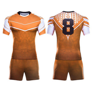 ชุดรักบี้แบบซับลิเมชั่น ระบายอากาศ แห้งเร็ว ชุดเสื้อและกางเกงขาสั้นสำหรับผู้ใหญ่ เสื้อทีมแบบกำหนดเอง โพลีเอสเตอร์ 100% ป้องกันแบคทีเรีย คุณภาพดีที่สุด - Product Image 4