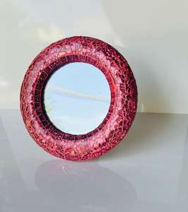 Meilleures ventes : Miroir ovale Art Déco de luxe de 8 pouces avec cadre en verre craquelé, finition mosaïque faite à la main, décoration pour salon et hôtel, en solde - Product Image 3