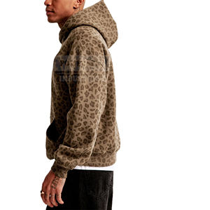 Sudadera con capucha y cremallera de corte holgado y peso pesado con estampado de leopardo y guepardo desgastado, personalizada para hombre - Fabricante - Product Image 6
