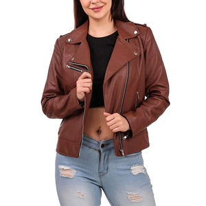 Chaqueta de Cuero para Mujer, Chaqueta de Cuero Negra Clásica, Chaqueta de Motociclista Elegante para Mujer - Product Image 1