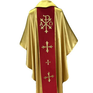 Casulla de Sacerdote en Satén Dorado con Bordado de Cruz, Diseño Personalizado 2026, Casulla Bordada de Alta Calidad con Nuevo Diseño - Product Image 2