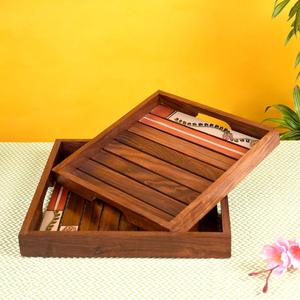 Royal Designed Wooden <b>Serving</b> <b>Tray</b> Handcrafted <b>Wood</b> Madhubani Art Square <b>Serving</b> <b>Trays</b> Available At Best and Lower Price - Product Image 6