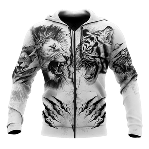 Pull-over à capuche zippé tricoté numérique 3D pour homme, respirant, avec imprimé drapeau et animalier, vente en gros, personnalisable - Product Image 2