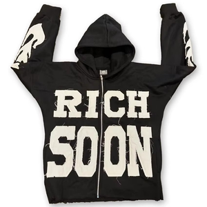 Sweat à capuche zippé brodé de haute qualité avec logo personnalisé, en coton épais 100 %, veste décontractée pour homme, streetwear, sweat à capuche zippé - Product Image 4