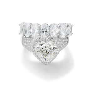 Heart Cut Diamond <b>Cocktail</b> <b>Ring</b> 18K Solid <b>Gold</b> Rhodium Plated Luxury Women's Engagement Fine Jewelry - Product Image 1