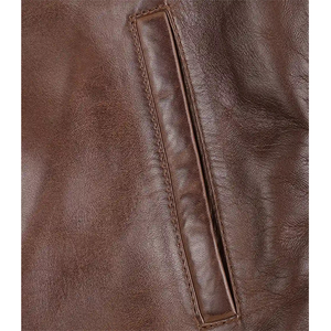 2026 OEM Latest Design Cogan <b>Brown</b> Cowhide <b>Leather</b> <b>Jackets</b> For Men's Zip Pockets 100%High Quality Low MOQ Winter Fashion <b>Jackets</b> - Product Image 3