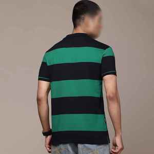 Polo rayé pour homme OEM ODM en coton à manches courtes, respirant, surdimensionné, brodé, décontracté, sportif - Product Image 1
