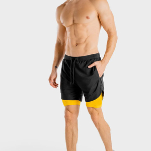 Men's Color Blocked Sport Shorts With Pockets Quick Dry Drawstring Waist <b>Mid</b> Length Spandex Polyester Gym Workout Shorts - Product Image 6