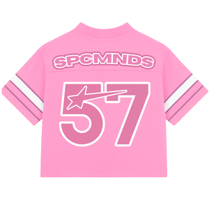 เสื้อครอปสปอร์ตสีชมพูสำหรับผู้หญิง หมายเลข 57 ลายอินทรี เสื้อครอปตาข่ายแฟชั่น เสื้อกีฬา รับผลิตตามสั่ง ขายส่ง - Product Image 2