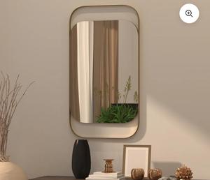 Minimalist Framed <b>Wall</b> <b>Mirror</b> Brass Material Decorative <b>Rectangle</b> Shape 6mm Thickness - Product Image 1