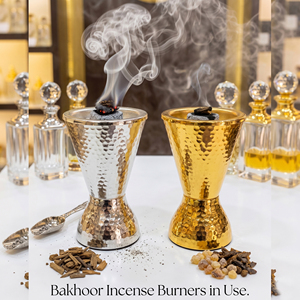 Magnifique ensemble de brûleurs d'encens en forme d'heureuse en acier martelé, finitions métalliques or et argent, forme ronde pour une aromathérapie relaxante - Product Image 6