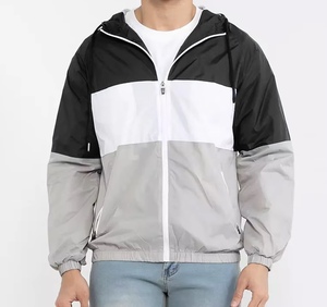 Veste de course coupe-vent à capuche pour homme, color block, fermeture éclair, décontractée, printemps, en polyester, coupe régulière - Product Image 4