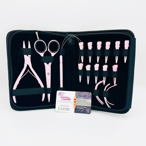 Nouveautés : Kit d'outils professionnels en acier inoxydable or rose pour extensions de cheveux micro-anneaux, avec logo personnalisé - Product Image 6