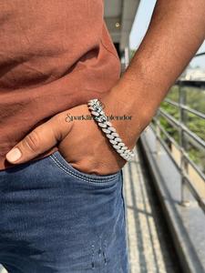 Bracelet chaîne à maillons glacés en argent 925 plaqué or, moissanite VVS, style hip-hop cubain, 13 mm, haute qualité, pour tiers - Product Image 2