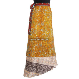 Jupe longue enroulable magique à deux couches pour filles, réversible, en soie imprimée, 38 pouces - Product Image 2