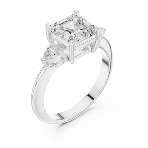 Anillo de Diamantes Cultivados en Laboratorio con Corte Asscher y Pera de Calidad Premium, Oro Blanco de 14K, Certificado GRA, Joyería Fina de Lujo al por Mayor OEM - Product Image 5