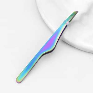 NEW-VERTIS Custom Logo Durable Stainless Steel Slant Tip Eyebrow Tweezer <b>Makeup</b> Beauty <b>Tool</b> Customized Color Model S006 - Product Image 3