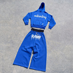 ผู้ผลิตเสื้อผ้า กางเกงขายาวทรงตรงผ้าฝ้ายเฟรนช์เทอร์รี่แบบสั่งทำ กางเกงทรงหลวมประดับหมุด กางเกงวอร์มเอวสองชั้นสำหรับผู้ชาย - Product Image 2