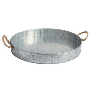 Plateau de service galvanisé, espace généreux pour servir des boissons, des plats, artisanat en métal, conçu pour les grandes réunions de famille - Product Image 6