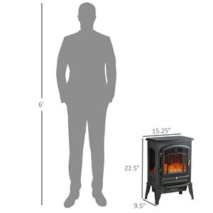 Caminetto Elettrico Autoportante Nero 750W/1500W con Fiamma Realistica su 3 Lati e Protezione da Surriscaldamento - Product Image 3