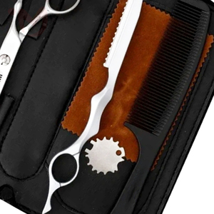 Ciseaux à cheveux argentés, ensemble de ciseaux à effiler, acier inoxydable, kit d'outils professionnels pour coiffeur - Product Image 3