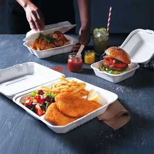 Plantura - Contenedores Desechables para Ensaladas con 3 Compartimentos, Libres de BPA, [8x8], Capacidad de 34 oz, Paquete de 100, Biodegradables, de Caña de Azúcar - Product Image 3
