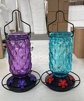 Mangeoire à colibris suspendue pour jardin extérieur, mangeoire à oiseaux en verre de 675 ml avec perchoir et crochet anti-fourmis