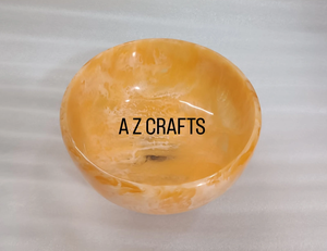 Handmade White Yellow Resin Decorative Bowl Ocean Wave Design for Fruit Salad Serving handcrafted and <b>keepsake</b> presentation - Product Image 4