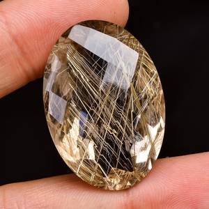 Cuarzo Rutilado Natural, Rutilo Dorado, Gema Facetada en Forma de Lágrima, 22x32x13 MM - Product Image 4