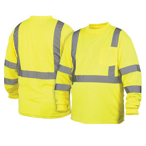 Polo à manches longues haute visibilité jaune et bleu avec bandes réfléchissantes, vêtements de travail pour hommes - Product Image 5