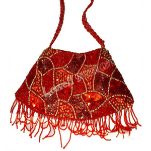 Custom Wholesale Women Fringe Hand Embroidered <b>Clutch</b> Purse Elegant Evening Bag with Gold Chain Strap Lightweight Floral Design - Product Image 3