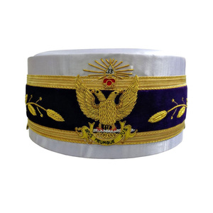 White Velvet Scottish Rite 33rd Degree Crown <b>Cap</b> Gold Bullion Eagle Premium Regalia White Velvet Gold Embroidered Regalia - Product Image 1