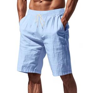 Shorts Bermuda décontractés pour hommes, couleur unie, satin, logo sur le devant, cordon de serrage, taille mi-haute, respirants - Product Image 1