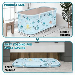 Baignoire pliable avec couvercle pour adultes, baignoire autoportante portable pour bain chaud ou froid, gain de place, bain familial - Product Image 3