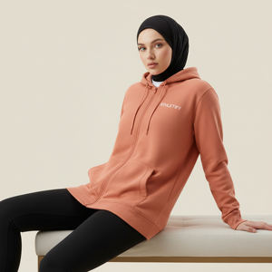 Sudadera con capucha Athletify para mujer musulmana, holgada, modesta, de manga larga, de felpa francesa, UPF50+, con cremallera, ropa deportiva para gimnasio, correr, caminar, viajar, ropa exterior - Product Image 1