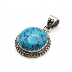 Collier Pendentif Vintage en Pierre Turquoise, Breloque Plaqué Argent Antique, Bijou Minimaliste pour Femme, Idéal Cérémonie de Remise des Diplômes, Vente en Gros - Product Image 4
