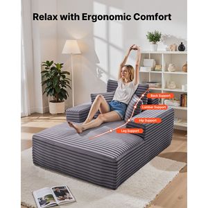 Moderna Chaise Longue da Interno Oversize da 54 Pollici, Sedia da Lettura Imbottita Senza Struttura con Schienale Solido, Cuscini Decorativi e Braccioli - Product Image 2