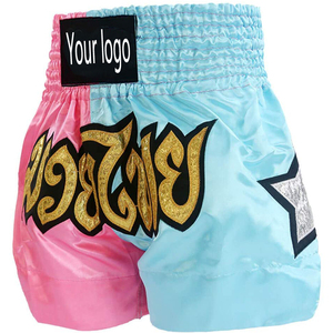 Custom <b>Glitter</b> Print Satin Boxing Shorts Pink <b>Blue</b> Mixed Martial Arts Fight Shorts Unisex Adult Regular Fit - Product Image 3