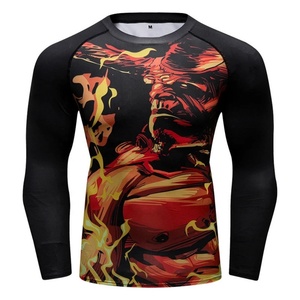 Camiseta de compresión de manga larga para hombre, totalmente estampada, para MMA, OEM, personalizada, que absorbe la humedad, de poliéster y spandex premium - Product Image 2