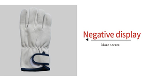 Gants de sécurité en cuir blancs, lisses, antidérapants, avec bracelet réglable, gants de travail polyvalents - Product Image 4