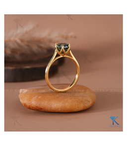 Round Portuguese Cut Forest Green <b>Solitaire</b> <b>Ring</b> Custom <b>Silver</b> or Gold Plated Engagement <b>Ring</b> for Women Fine Jewelry - Product Image 5