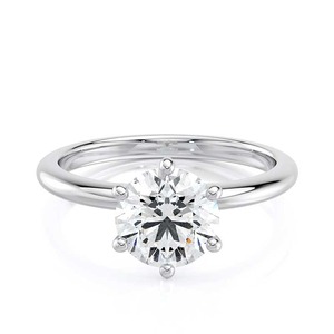 Bague de fiançailles solitaire en diamant rond brillant de 2 carats, cultivé en laboratoire, or blanc 14 carats, bijoux de mariage personnalisés - Product Image 1