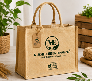 Sac cadeau en tissu de jute naturel, fourre-tout de shopping à ouverture supérieure avec poignées, personnalisable avec logo pour emballage de détail, Bengale occidental, durée de conservation de 12 mois - Product Image 2