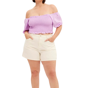 Short en jean grande taille pour femmes, tissu en gros, personnalisable, échantillon gratuit, meilleure qualité - Product Image 2