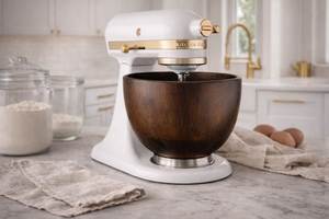 Bol mélangeur KitchenAid en bois personnalisé – Bol à mélanger en bois fait main pour batteur sur socle, accessoire de cuisine unique pour les boulangers et la maison - Product Image 4