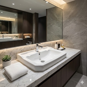 Lavabo de encimera ovalado de cerámica de Taiwán, ecológico, de borde delgado, que ahorra espacio, moderno, tipo cuenco cuadrado para baño. - Product Image 3