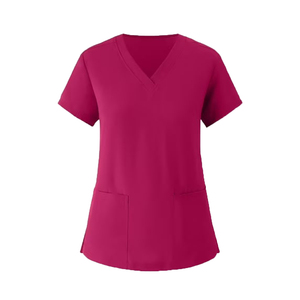 Women V Neck <b>Scrub</b> Top High Quality Polyester/Cotton Medical <b>Scrub</b> Set Customizable New Design Women's <b>Uniform</b> Sets Hospital Use - Product Image 1