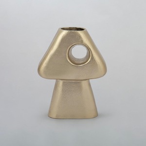 Modern Silhouette Minimalist Tabletop <b>Vase</b> Handmade <b>Gold</b> Finish Geometric Design - Product Image 1