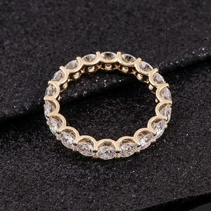 Anillo de Eternidad con Moissanita de Corte Redondo, Anillo de Diamantes de Eternidad Completa en Oro, Anillo de Boda para Mujer, Apilable - Product Image 6